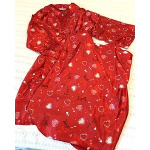 Gabrielle Intimates Cami Gown And Robe Set sz Small Romantic Valentine Red Satin